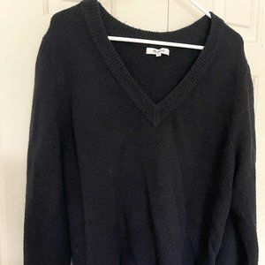 Madewell black puff sleeve v neck black sweater